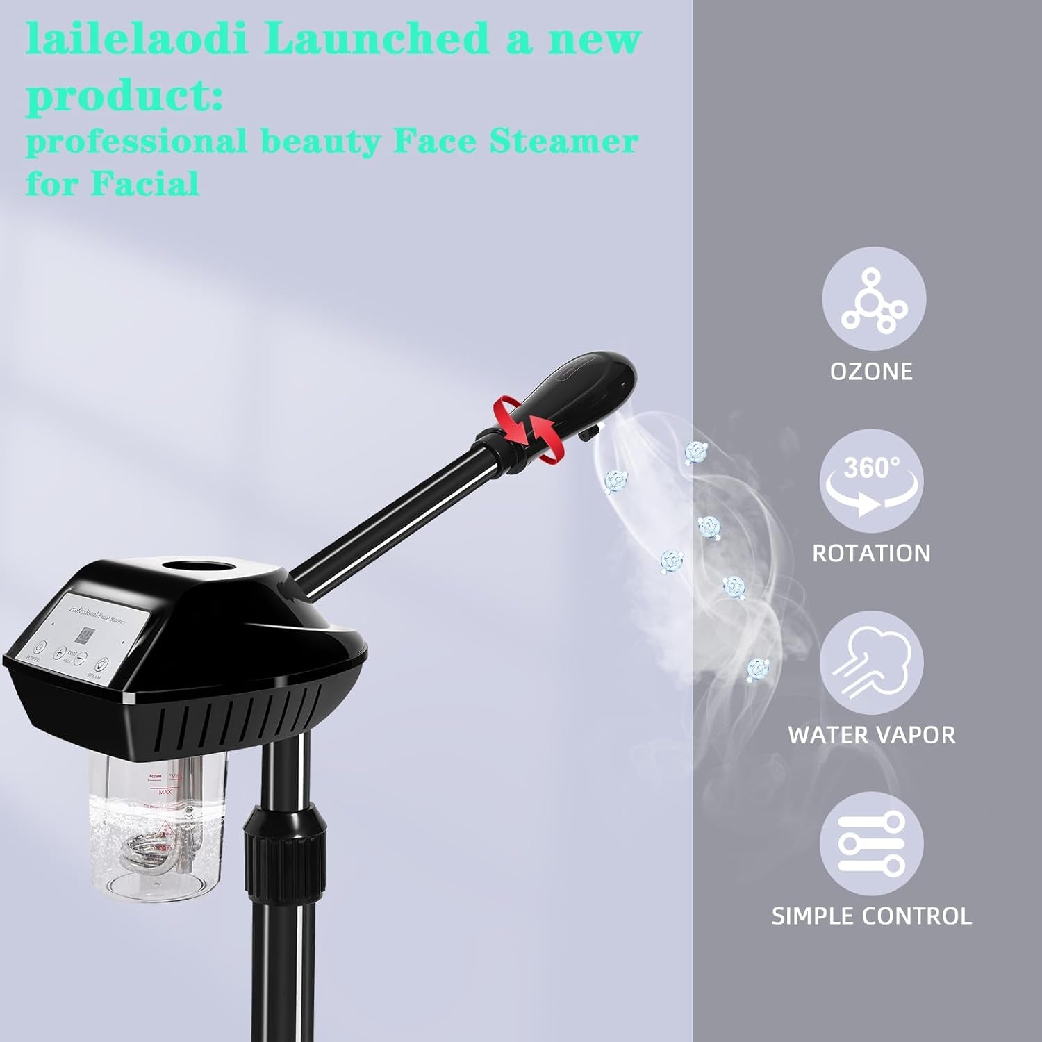 Facial Steamer on Wheels,Face Steamer for for Deep Cleansing and Hydration with Timer Function for Spa, Salon and Home Use