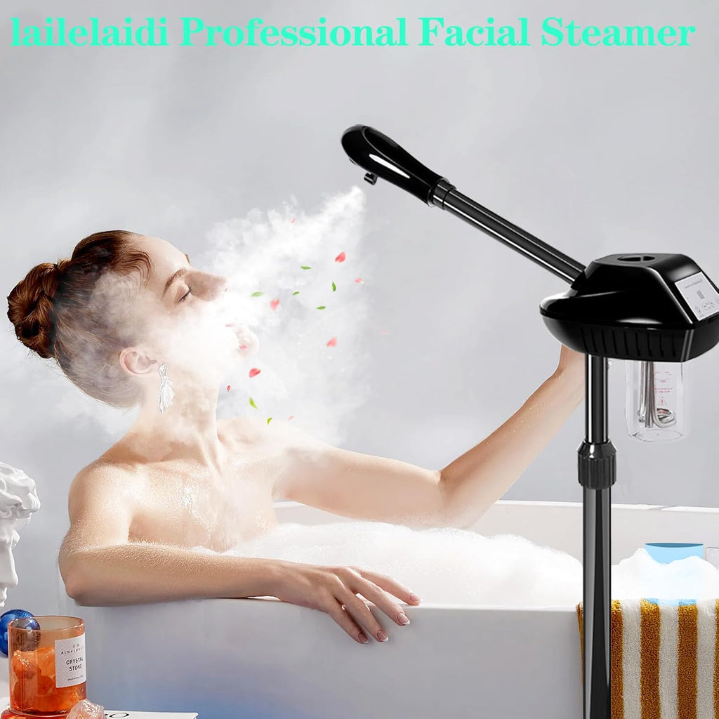 Facial Steamer on Wheels,Face Steamer for for Deep Cleansing and Hydration with Timer Function for Spa, Salon and Home Use